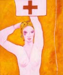 Frau mit rotem Kreuz